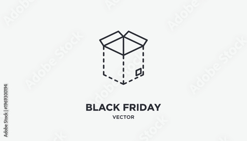 Black Friday Open Box Icon Vector - Online Shopping and Sale Concept