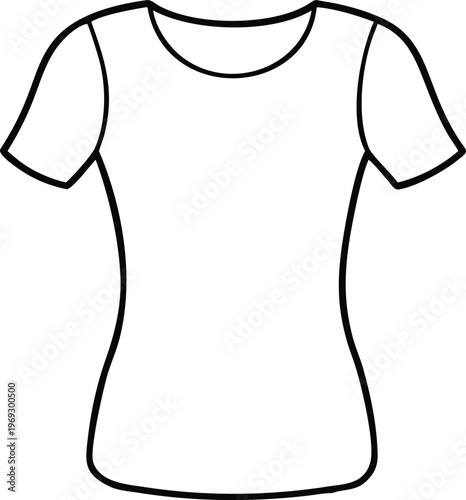Minimalist blank white outline of a fitted short sleeve crew neck t shirt for womens clothing