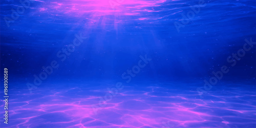 Abstract underwater scenery, featuring a serene and mystical view beneath the ocean's surface with shimmering water effects.