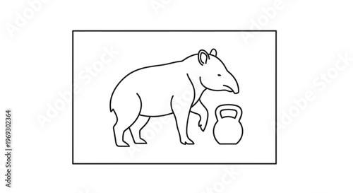 Tapir Lifting Weights, Funny Animal Workout, Gym Exercise, Healthy Lifestyle