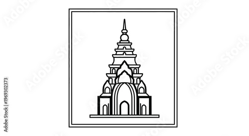 Thai Temple Architecture Icon - Traditional Buddhist Pagoda Outline