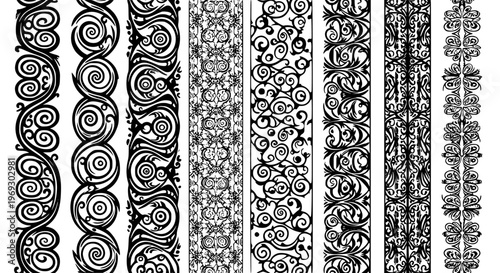 Elegant Vector Ornate Borders Collection for Design Projects – Seamless Decorative Elements and Classic Scrollwork Silhouettes for Vintage-Inspired Art, Invitations, and Edging