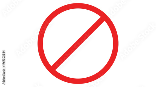 Free Download No entry prohibition sign icon: red circle with diagonal slash on white background, universal no-access symbol for restricted areas - GFXLoad