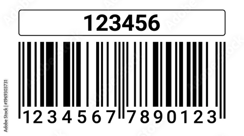 Close-up barcode with the digits 123456 on a white background, highlighting the vertical bars and machine-readable data