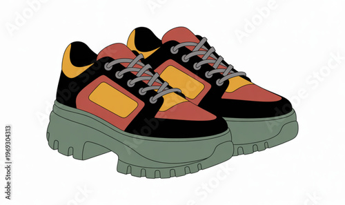 Vintage toy tractor with orange wheels on grassy terrain isolated on transparent background