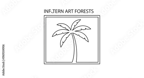 Minimalist Palm Tree Logo, Tropical Art, Nature Symbol, Vector Graphic