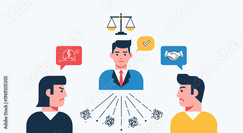 Mediation and negotiation concept with a neutral third party