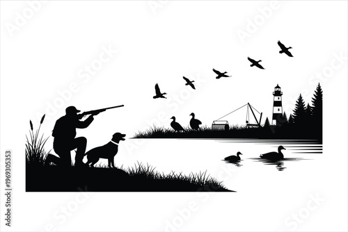 Duck Hunting Silhouette 