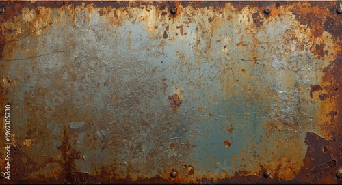 Unique background of old metal plate featuring weathered abstract pattern with grunge texture