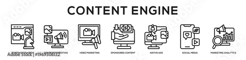 Content Engine web banner icon illustration concept