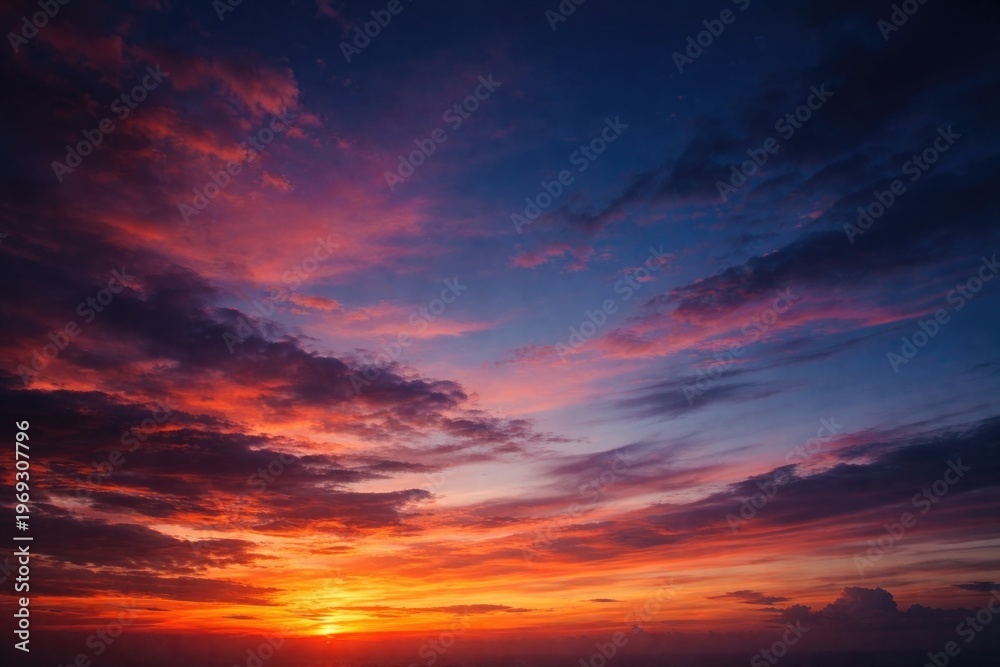 Fototapeta premium Twilight Skies Over Horizon at Sunset with Dramatic Cloud Patterns
