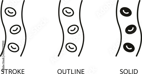 A collection of Blood cell structure double helix molecule black and white silhouette vector illustration
