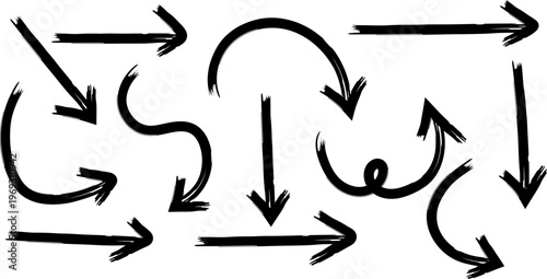 Hand drawn arrows black and white directional indicators for presentations design