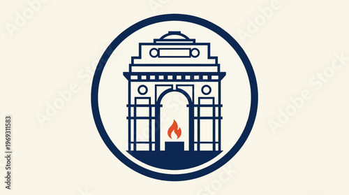 India Gate Logo with Flame Inside Circle