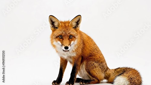 Beautiful Red Fox Portrait on White Background
