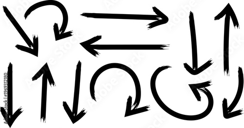 Hand drawn arrows black sketchy directional indicators for design presentations