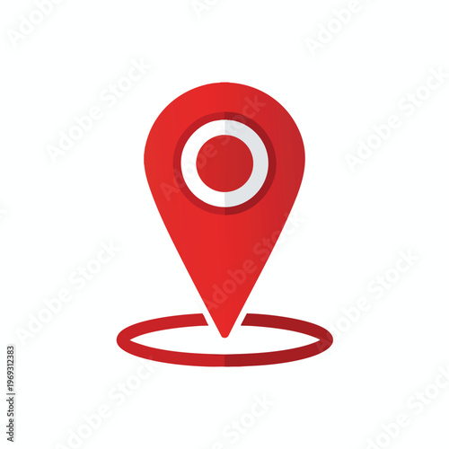 Free Download Red location pin icon with concentric circles and a ring base - GFXLoad
