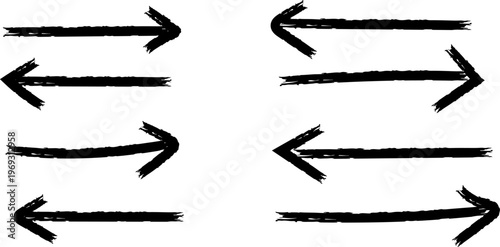 Hand drawn arrows black sketchy directional indicators for design presentations