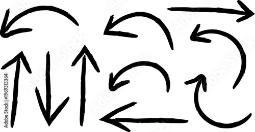 Hand drawn arrows a collection of black and white directional indicators for design