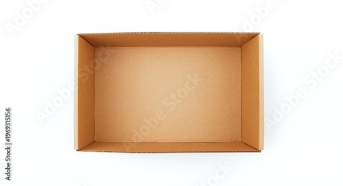 top view of an empty brown cardboard box on a white background