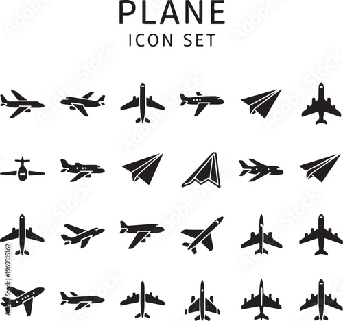 Set glyph icons of plane