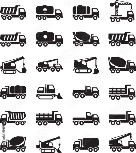 Set icons of crane, lifts and winches