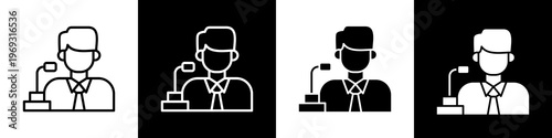 Conference black and white icon design concept