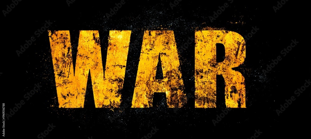 Obraz premium Grunge gold war text. Generative AI technology.