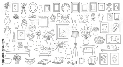 Collection of Decorative Frames and Floral Elements.