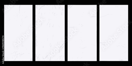 Four vertical panels with a textured slightly crumpled white surface