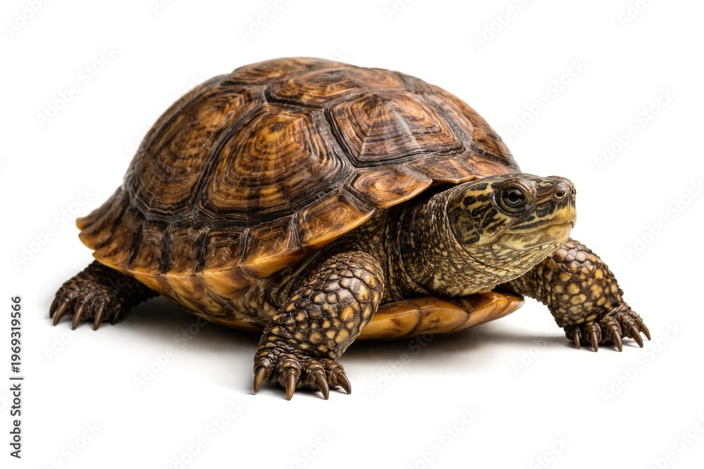 Obraz premium turtle isolated on a white background with detailed shell texture
