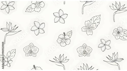 Tropical Flower Seamless Pattern Vector Art, Floral Design for Textiles & Decor