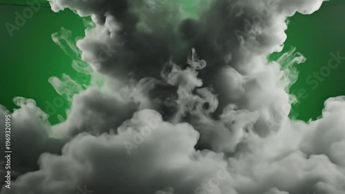 Billowing smoke and fog effect green screen for VFX compositing