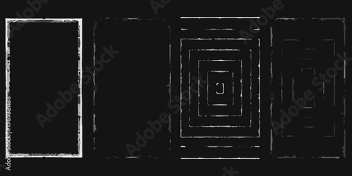 Abstract composition of nested white rectangles on a black background