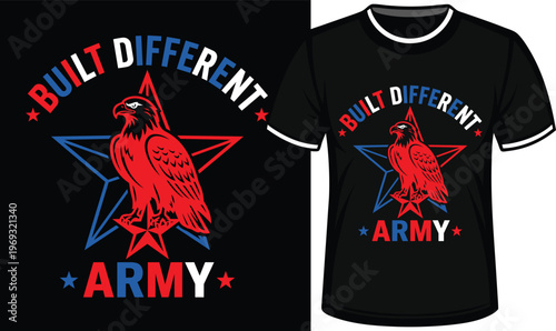 Eagle With Stars And "built Different Army" Text, Patriotic USA Theme Vector