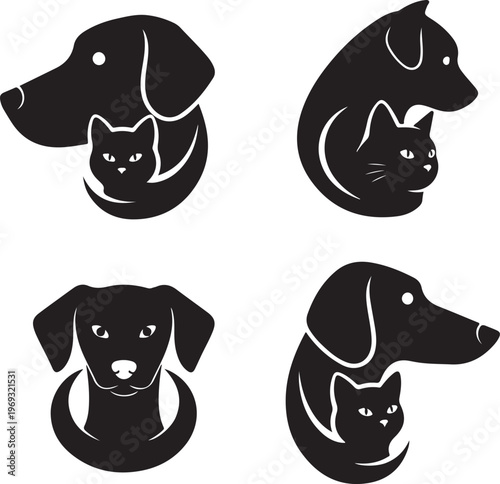 Set of Dog and cat logo. Icon design. Template elements