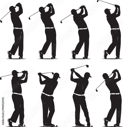 set of Golf Player logo design vector template, Vector label of golf, Logo of golf championship, illustration, Creative icon, design concept