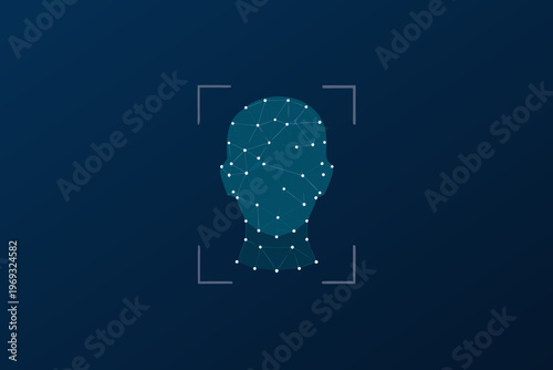 Digital face scan with connecting nodes and targeting reticles displayed