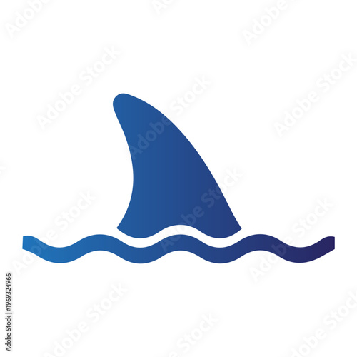 A shark fin emerges from the ocean waves in a symbolic illustration.
