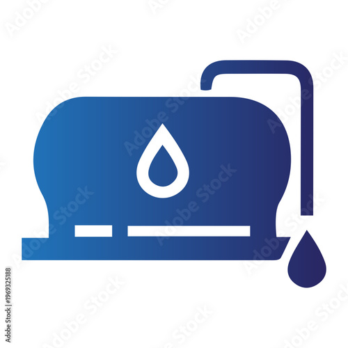 A blue icon depicts a water tank with a drop falling.