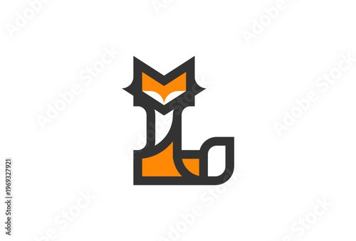 Letter L Fox Logo, Fox with Letter L combination, Fox Logo Design, vector illustration