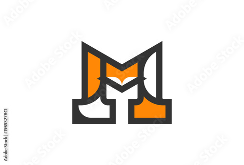 Letter M Fox Logo, Fox with Letter M combination, Fox Logo Design, vector illustration