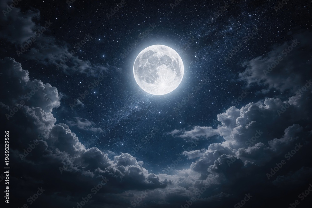 Fototapeta premium Beautiful moonlight shining brightly in the night sky