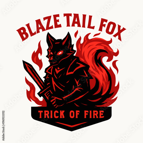 Combined title featuring fiery fox tail vector logo designs for dynamic animal branding. Suitable for wildlife photographers, graphic designers, and branding agencies.
