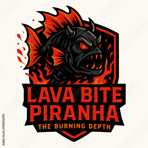 Set with a demonic piranha design, suitable for branding and logos. Features lava bite element for a fierce look.