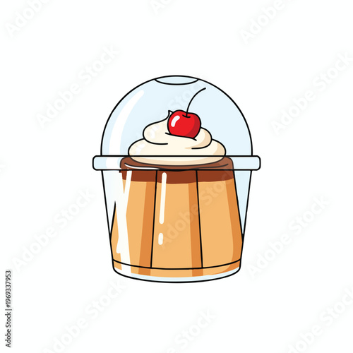 Creamy dessert in a cup topped with whipped cream and a cherry