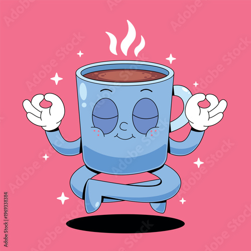 Cute Coffee Cup Meditating – Adorable Cartoon Vector Illustration with Zen Drink Mascot