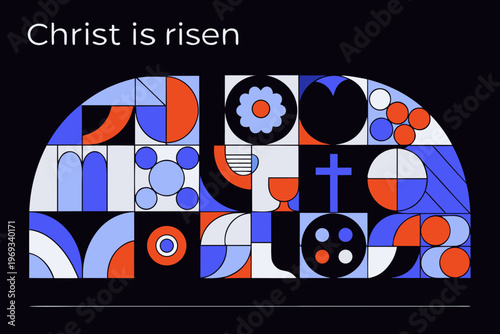 Abstract stained glass design celebrating the resurrection of christ