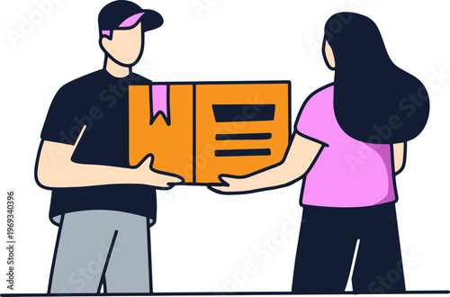 courier delivers goods vector illustration