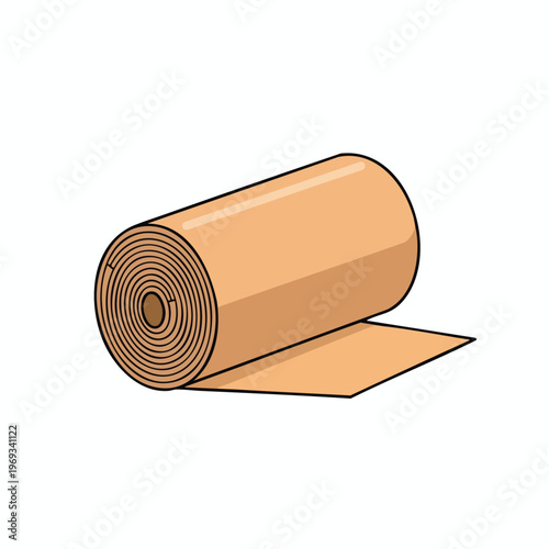 A roll of tan material, showing tightly wound layers with a section unrolled